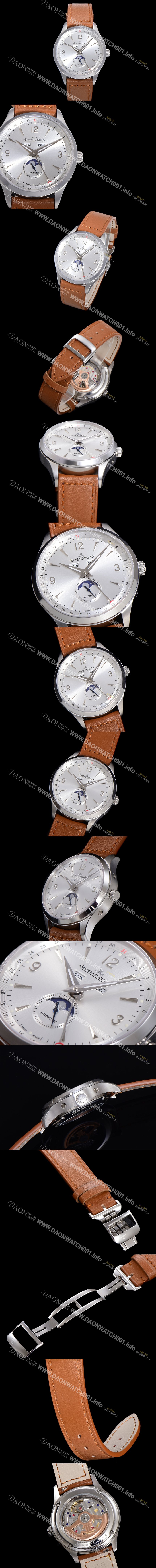 SA급 예거르꿀뜨르 남성용 마스터 캘린더 문페이즈 오토매틱 866  39mm 가죽줄 실버다이얼 jag1235 xx