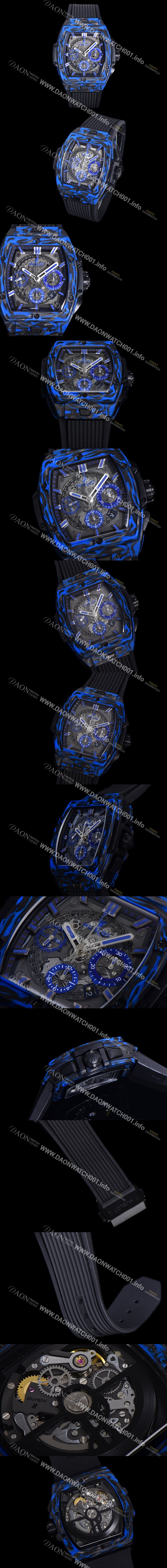 SA급 휴블렛 남성용 스피릿 빅뱅 마스터피스 카본제질  크로노그래프 Hub4700타입 45mm 러버우레탄줄 스켈래톤다이얼 hub1954 xx