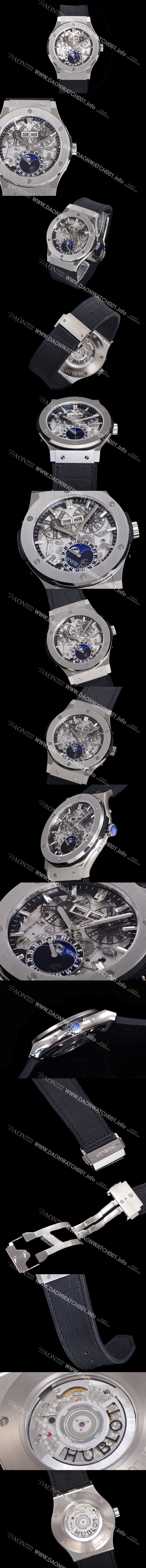 SA급 휴블렛 남성용 클래식퓨전 오토매틱 Hub1131타입 문페이즈 42mm 러버우레탄줄 스켈래톤다이얼  hub1315 xx