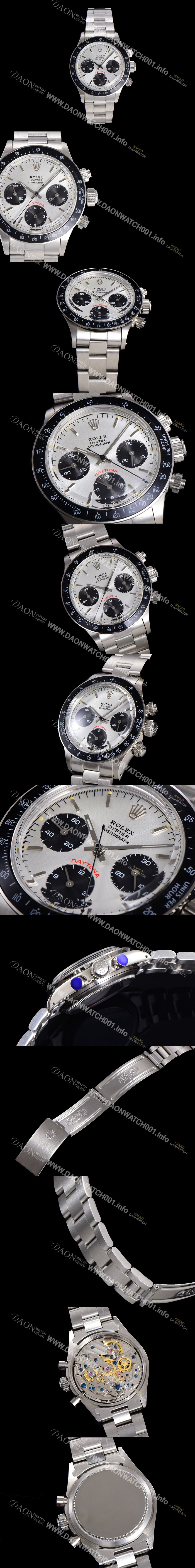 SA급 로렉스 남성용 1965년 모델 클래식 코스모그래프 데이토나 Ref.6241 수동감기/기계식 37mm 스크류 다운 푸셔 메탈줄 화이트다이얼 rol1193 xx