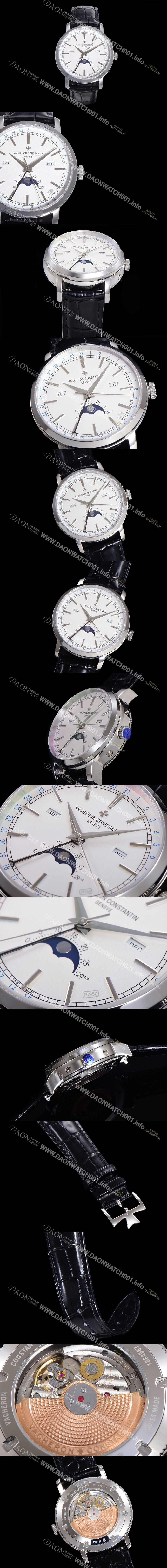 SA급 바쉐런콘스탄팀 남성용 트레디셔널 문페이즈 오토매틱 2460QCL 타입 41mm 가죽줄 화이트다이얼  vac5151 xx