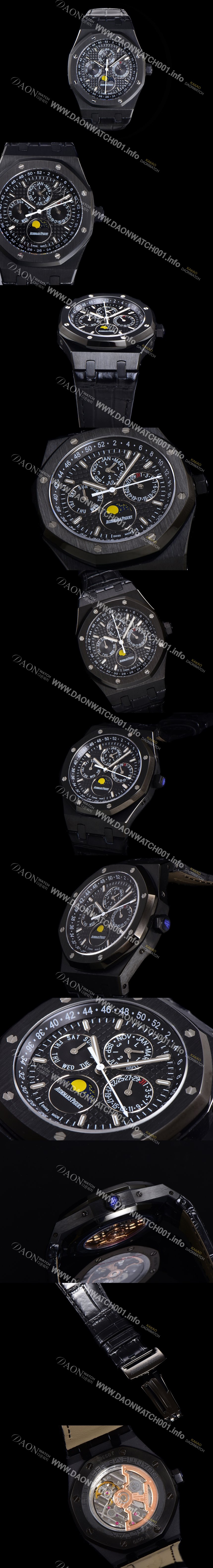 SA급 오데마피게 남성용 로얄오크 퍼펙츄얼 캘린더 41mm 오토매틱 T5134 타입 PVD블랙 무광 코팅 가죽줄 블랙다이얼  aud1359 xx