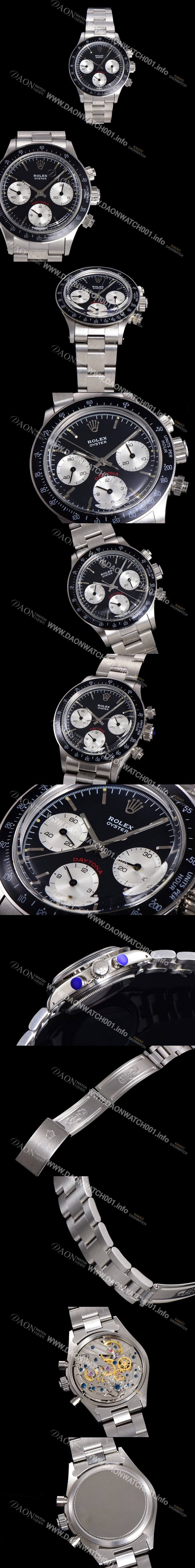 SA급 로렉스 남성용 1965년 모델  클래식 코스모그래프 데이토나   Ref.6241 수동감기/기계식 37mm 스크류 다운 푸셔 메탈줄 블랙다이얼 rol5111 xx