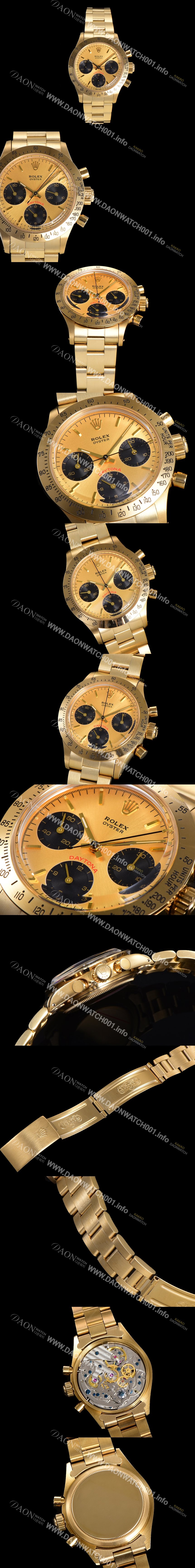 SA급 로렉스 남성용 1965년 모델 클래식  코스모그래프 데이토나  Ref.6239 수동감기/기계식 37mm 18K옐루골드 스크류 다운 푸셔 메탈줄 골드다이얼 rol1235 xx