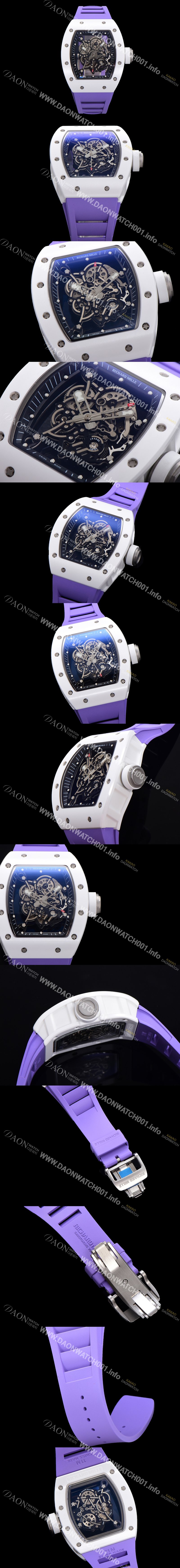 SA급 리차드밀레 남성용 RM055 세라믹 제질 수동형 무브먼트 50미리 러버밴드 스켈레톤 다이얼  RIC73940 xx