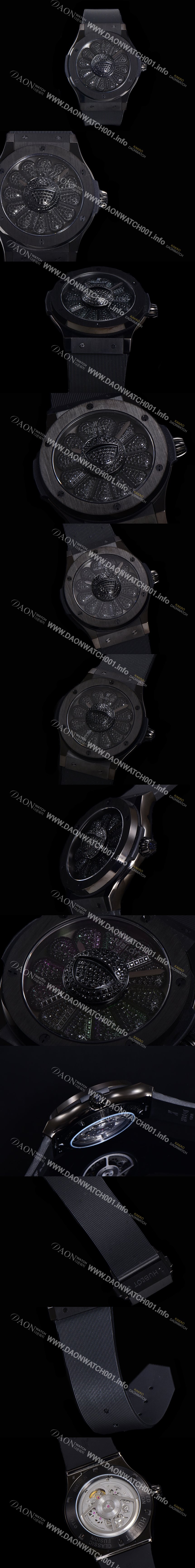 SA급 휴블렛 남성용 신형버전 클래식 퓨전 무라카미 타카시 45mm 오토매틱 Hub1214 타입 우레타줄 PVD코팅케이스 블랙다이얼  hub9193 xx