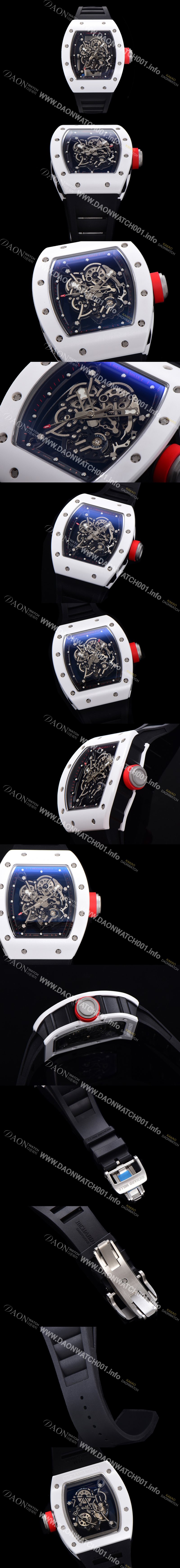 SA급 리차드밀레 남성용 RM055 세라믹 제질 수동형 무브먼트 50미리 러버밴드 스켈레톤 다이얼  RIC73941 xx