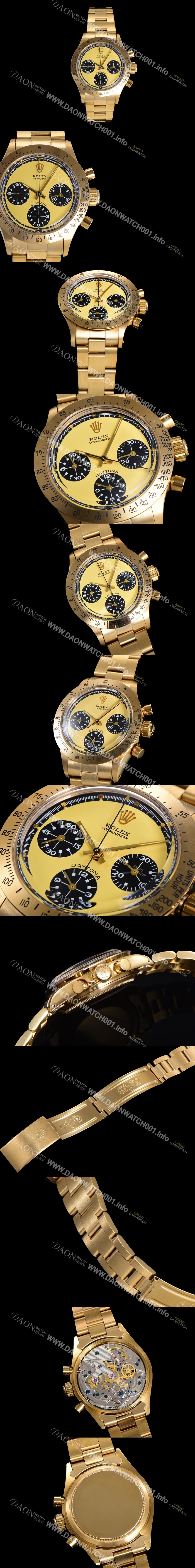SA급 로렉스 남성용 1965년 모델 클래식  코스모그래프 데이토나  Ref.6239 수동감기/기계식 37mm 18K옐루골드 스크류 다운 푸셔 메탈줄 골드다이얼 rol5191 xx
