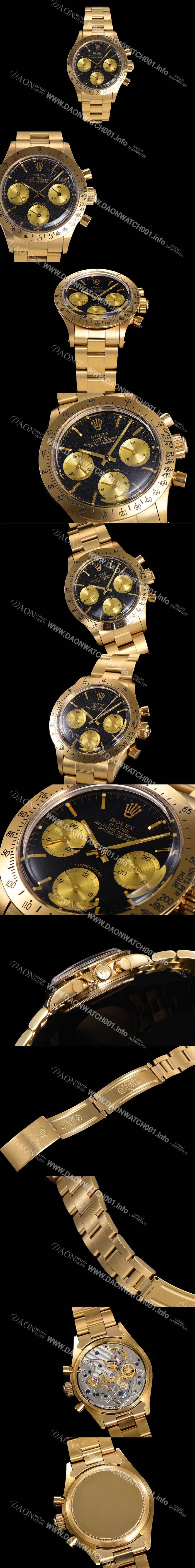SA급 로렉스 남성용1965년 모델 클래식  코스모그래프 데이토나  Ref.6239 수동감기/기계식 37mm 18K옐루골드 스크류 다운 푸셔 메탈줄 블랙다이얼 rol5391 xx