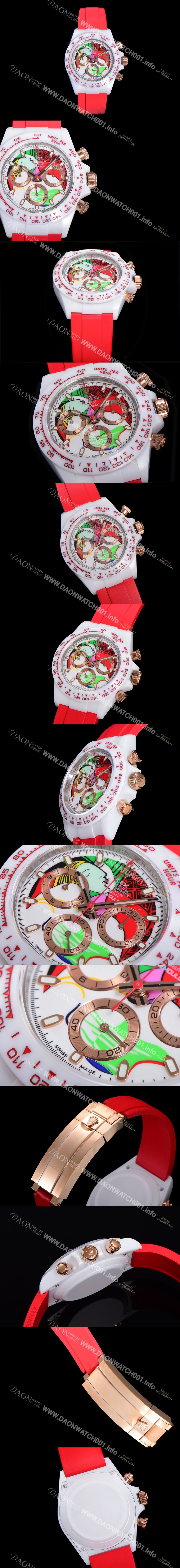 SA급 로렉스 남성용 세라믹 데이토나 크로노그래프 오토매틱 A7750-2 타입 40mm 세라믹재질 러버우레탄줄 래드다이얼  rol1211 xx