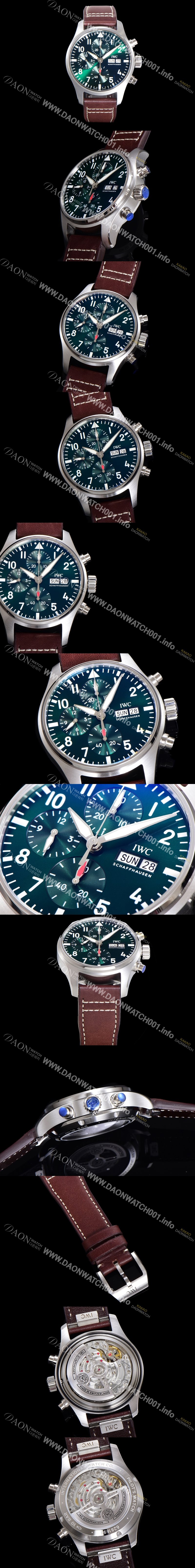 SA급 아이더블유씨 남성용시계 베스트 신형!! 파일럿 IW388103 크로노그래프 오토매틱 Cal.69385 타입 41mm 가죽줄 그린다이얼 iwc8692 xx