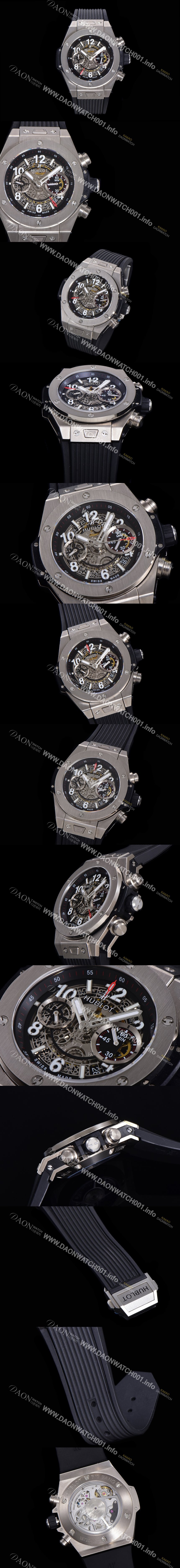 SA급 휴블렛 남성용 빅뱅 유니코 티타늄 45mm 오토매틱 HUB1280 타입 러버줄 스켈래톤 다이얼  hub1953 xx