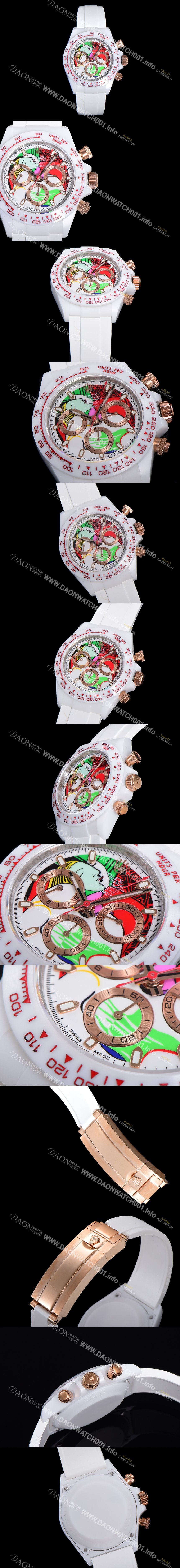 SA급 로렉스 남성용 세라믹 데이토나 크로노그래프 오토매틱 A7750-2 타입 40mm 세라믹재질 러버우레탄줄 래드다이얼 rol9151 xx