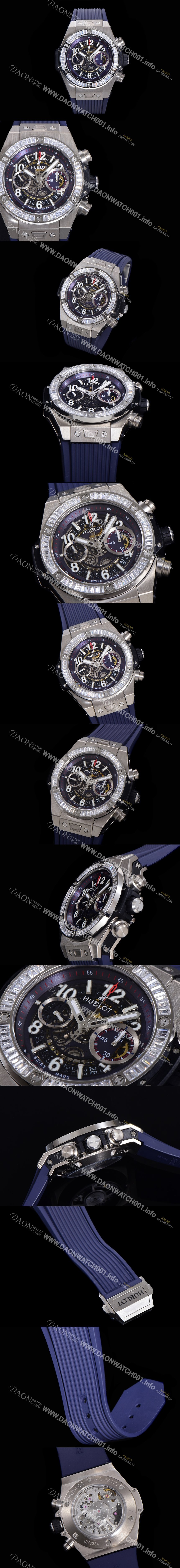 SA급 휴블렛 남성용 빅뱅 유니코 티타늄 45mm 오토매틱 HUB1280 타입 다이아몬드 베젤 러버줄 스켈래톤 다이얼  hub1539 xx