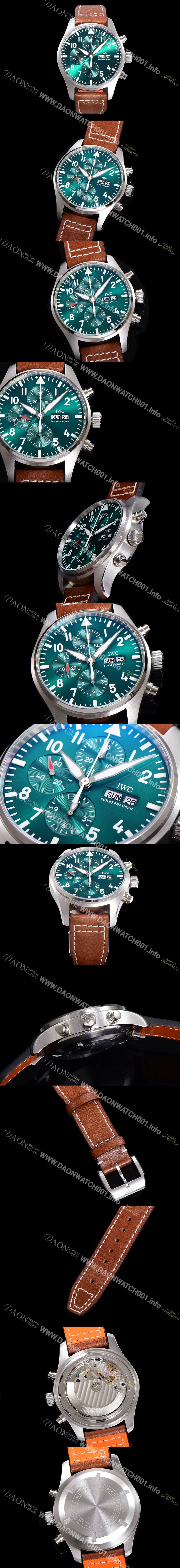 SA급 아이더블유씨 남성용 파일럿 생텍쥐베리 어린왕자 한정판 에디션!! IW377714 데이 & 데이트 크로노그래프 그린 다이얼 오토매틱 무브먼트 IWC0123 xx