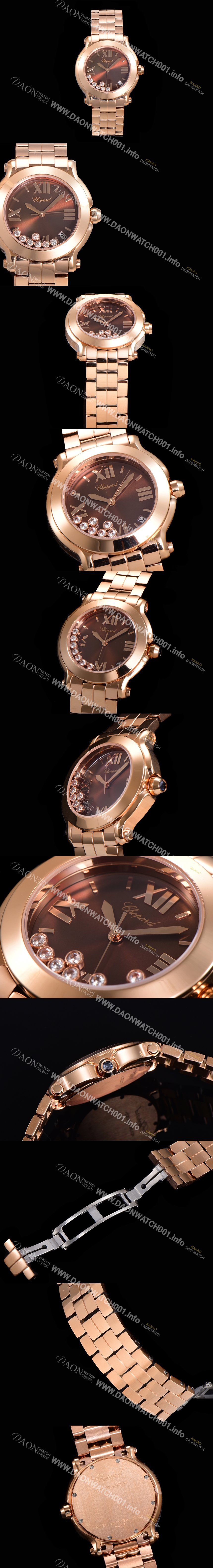 SA급 쇼파드 여성용 해피 스포츠 다이아몬드 36mm 스위스 955.112 쿼츠 18K 로즈골드 브라운다이얼 cho1259 xx