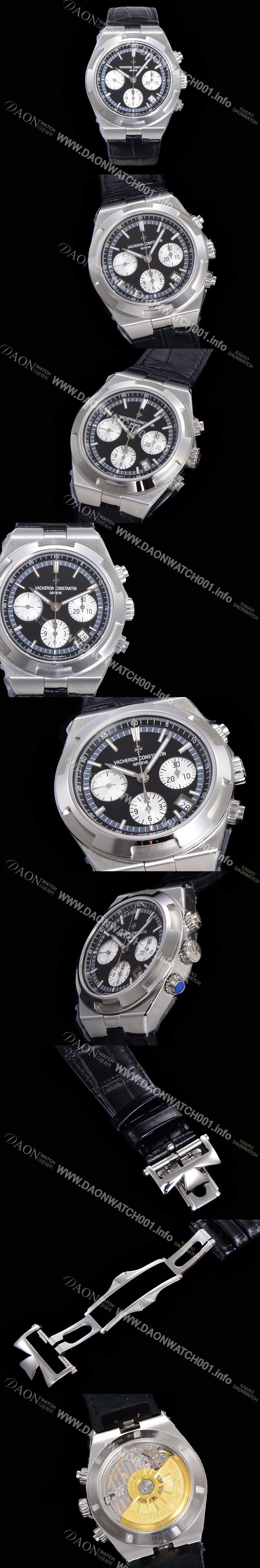 SA급 바쉐런콘스탄틴 남성용 오버시즈 크로노그래프 42mm 오토매틱 5500S 가죽줄 블랙다이얼 vac1913 xx