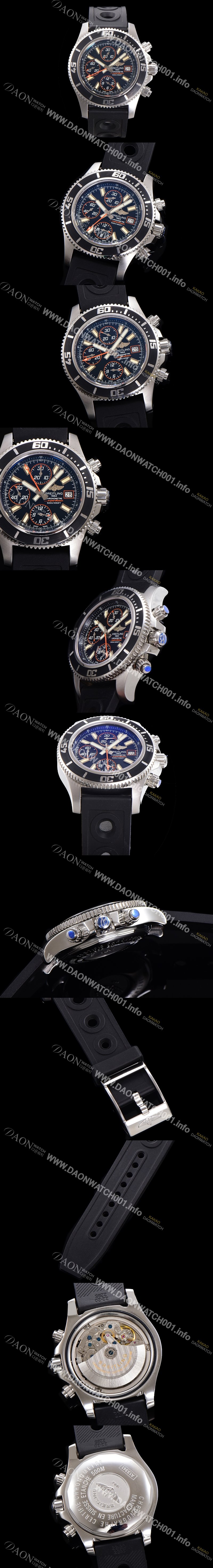 SA급 브라이틀링 남성용 에어로마린 슈퍼오션 어비스 크로노그래프 오토매틱 Eta7750-2 타입 44mm 가죽줄 블랙다이얼 bre8926 xx