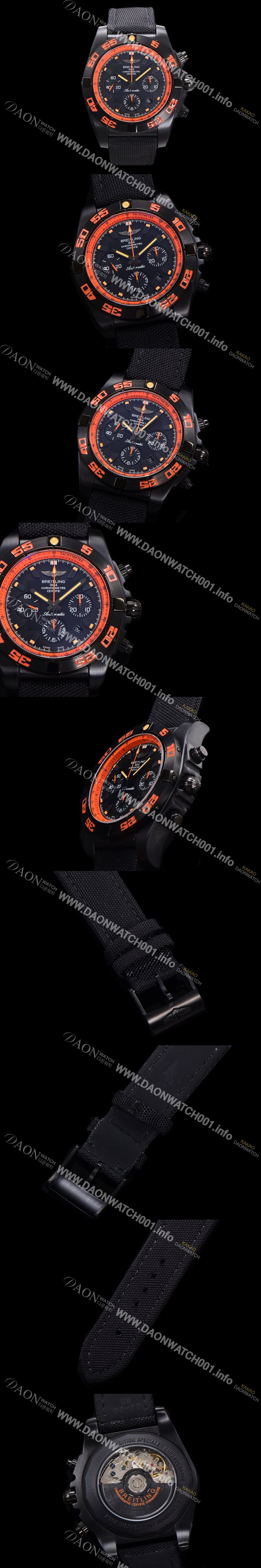SA급 브라이틀링 남성용 크로노맷 DLC 블랙스틸 오토매틱 ETA 7750-2 타입 44mm 나토천/가죽믹스 블랙다이얼  bre6064 xx