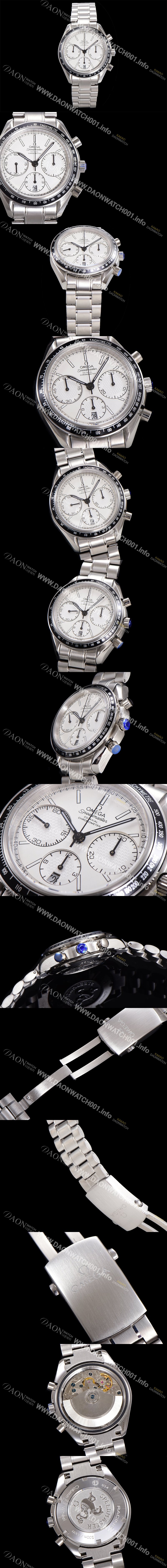 SA급 오메가 남성용시계 뉴 레이싱 크로노 스프드마스터 레이싱 크로노그래프 오토매틱 ETA7750-2 타입 40mm 메탈줄시계 화이트다이얼 omg8622 xx