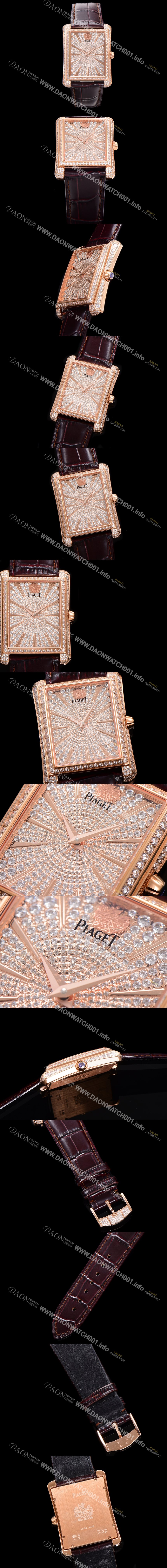 SA급 피아제 남성용 블랙티 오토매틱 ETA2824-2 타입 32mm 풀 다이아몬드 셋팅 / 18K로즈골드 보석다이얼 pia8824 xx