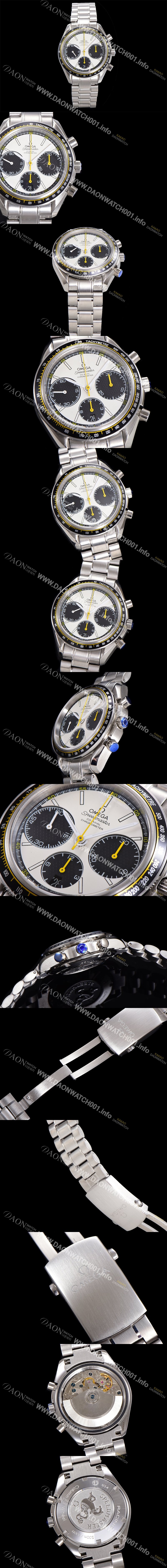 SA급 오메가 남성용시계 뉴 레이싱 크로노 스프드마스터 레이싱 크로노그래프 오토매틱 ETA7750-2 타입 40mm 메탈줄시계 화이트다이얼 omg2626 xx