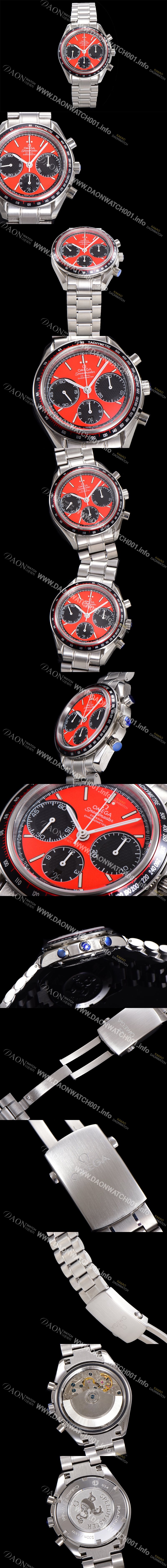 SA급 오메가 남성용시계 뉴 레이싱 크로노 스프드마스터 레이싱 크로노그래프 오토매틱 ETA7750-2 타입 40mm 메탈줄시계 래드다이얼 omg8486 xx