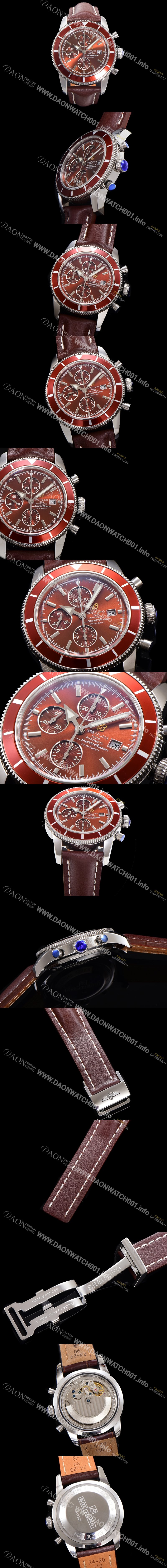 SA급 브라이틀링 남성용 슈퍼오션 해리티지 크로노그래프 ETA7750-2 타입 오토매틱 46mm 가죽줄  래드다이얼 bre4890 xx