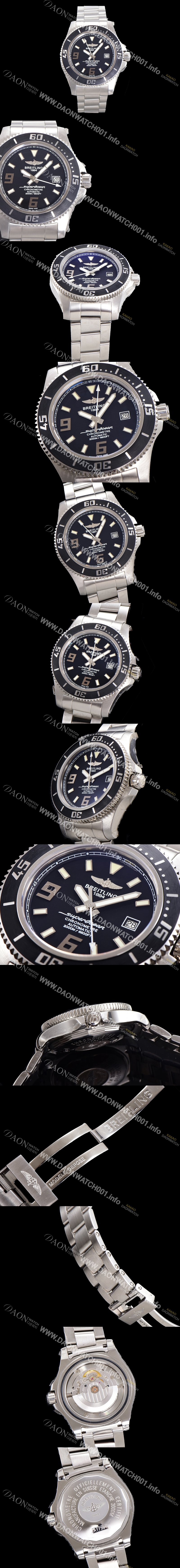 SA급 브라이틀링 남성용 슈퍼오션 오토매틱 ETA2824-2 44mm 메탈줄 블랙다이얼 bre8846 xx