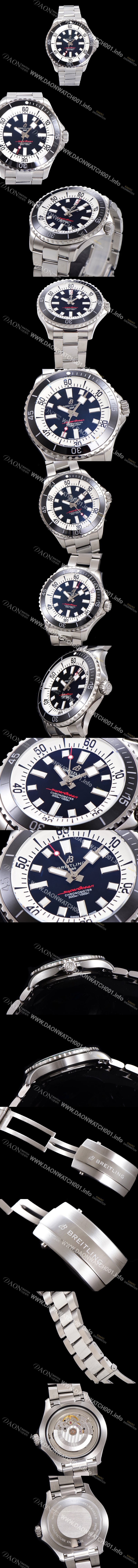 SA급 브라이틀링 뉴 다이버워치 남성용 슈퍼오션 44mm 오토매틱 ETA2824-2 타입 크로노미터 메탈줄 세라믹베젤 블랙다이얼 bre8442 xx