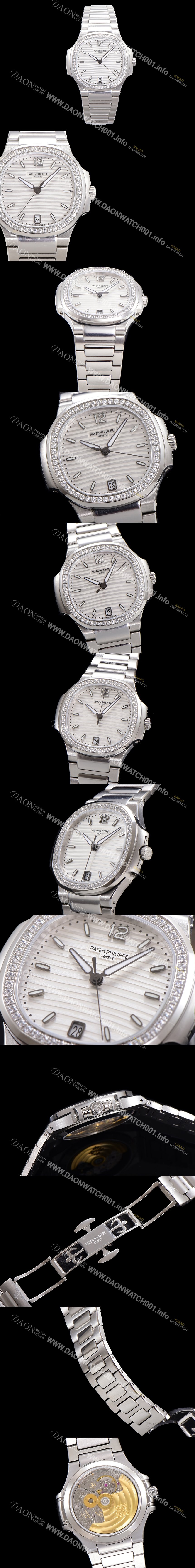 SA급 파텍필립 여성용 노틸러스 7118/1200A-010 레이디스 오토매틱 Cal.324 S C타입 35.2mm 다이아셋팅 메탈줄 실버다이얼  pat0922 xx