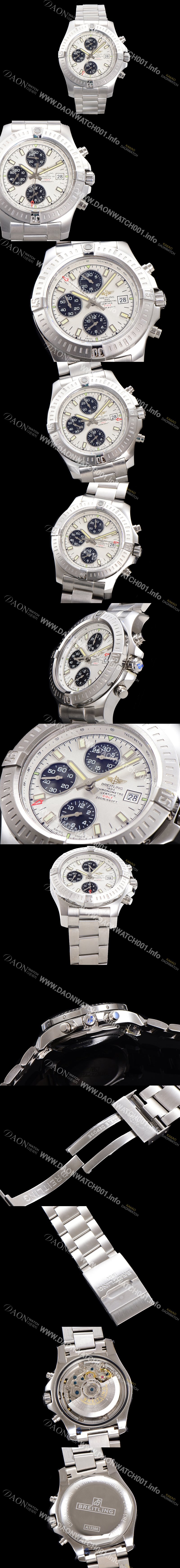 SA급 브라이틀링 남성용 어벤져 크로노그래프 ETA 7750-2 타입 45mm 메탈줄 화이트다이얼 bre9246 xx