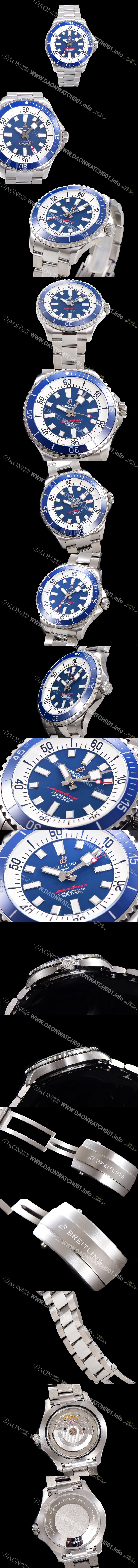 SA급 브라이틀링 뉴 다이버워치 남성용 슈퍼오션 44mm 오토매틱 ETA2824-2 타입 크로노미터 메탈줄 세라믹베젤 블루다이얼 bre0268 xx