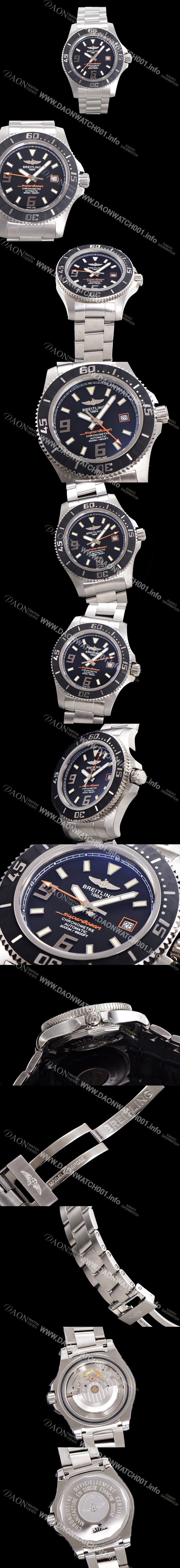 SA급 브라이틀링 남성용 슈퍼오션 오토매틱 ETA2824-2 44mm 메탈줄 블랙다이얼 bre2866 xx