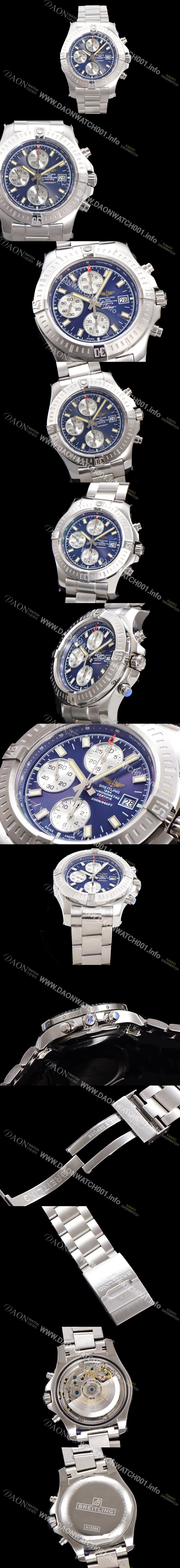 SA급 브라이틀링 남성용 어벤져 크로노그래프 ETA 7750-2 타입 45mm 메탈줄 블루다이얼 bre6844 xx