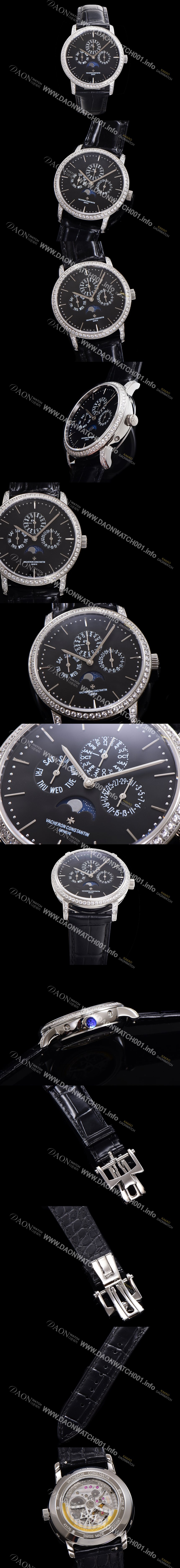 SA급 바쉐런콘스탄틴 남성용 패트리모니 다이아셋팅 논페이즈 오토매틱 1120타입 41mm 가죽줄 블랙다이얼   vac8682 xx