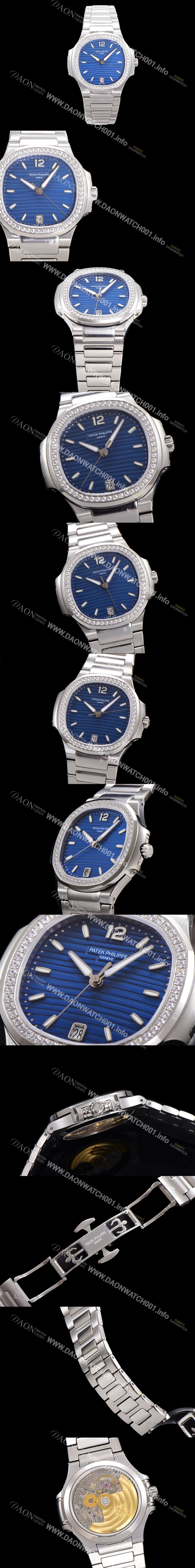 SA급 파텍필립 여성용 노틸러스 7118/1200A-001 레이디스 오토매틱 Cal.324 S C타입 35.2mm 다이아셋팅 메탈줄 블루다이얼  pat8660 xx
