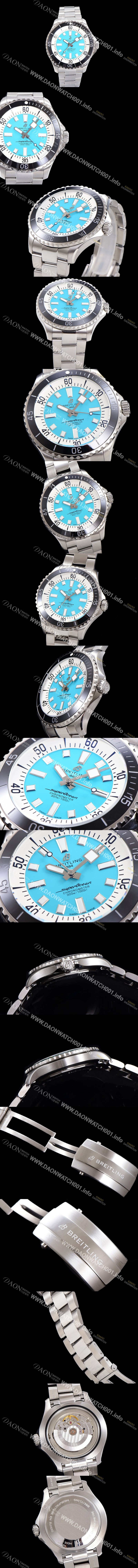 SA급 브라이틀링 뉴 다이버워치 남성용 슈퍼오션 44mm 오토매틱 ETA2824-2 타입 크로노미터 메탈줄 세라믹베젤 스카이블루다이얼 bre9686 xx