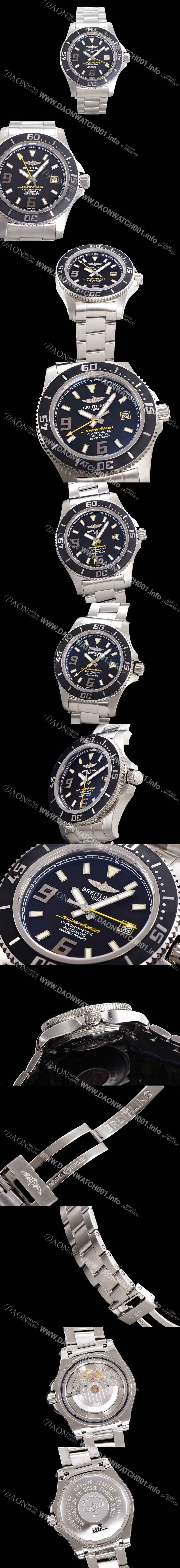 SA급 브라이틀링 남성용 슈퍼오션 오토매틱 ETA2824-2 44mm 메탈줄 블랙다이얼 bre4622 xx