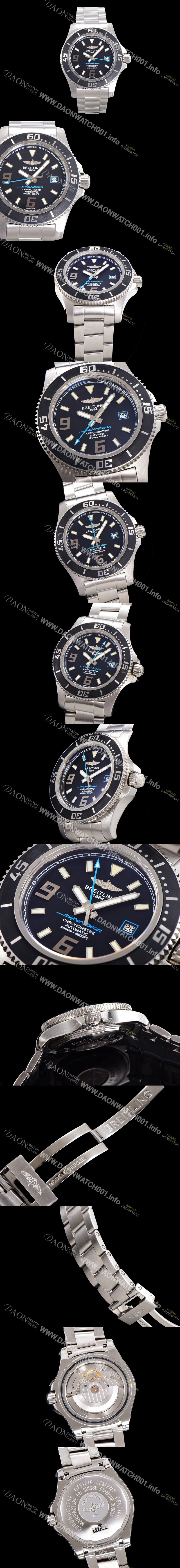 SA급 브라이틀링 남성용 슈퍼오션 오토매틱 ETA2824-2 44mm 메탈줄 블랙다이얼 bre9284 xx