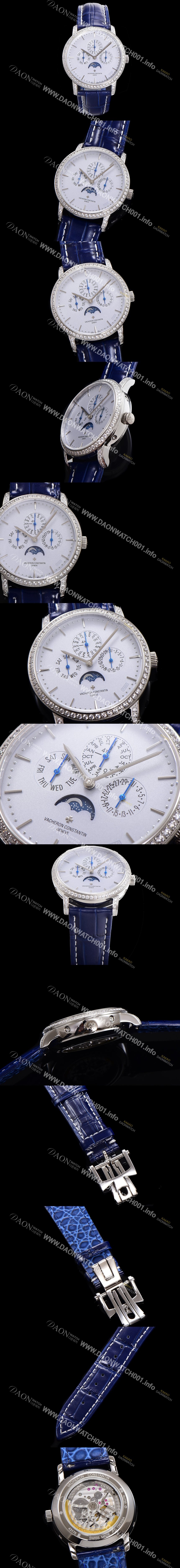 SA급 바쉐런콘스탄틴 남성용 패트리모니 다이아셋팅 논페이즈 오토매틱 1120타입 41mm 가죽줄 그레이다이얼   vac0822 xx