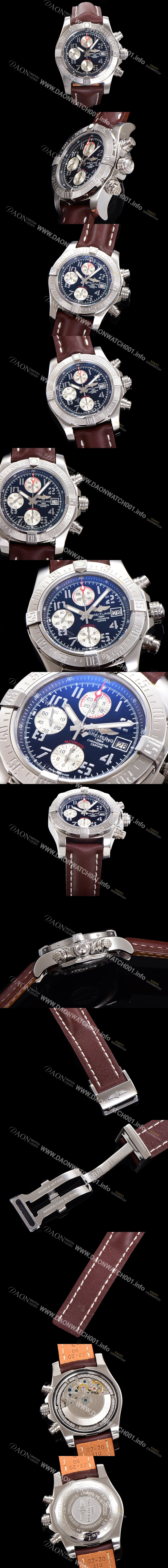 SA급 브라이틀링 남성용 어벤져 크로노그래프 ETA 7750-2 타입 45mm 가죽줄 블랙다이얼 bre4029 xx