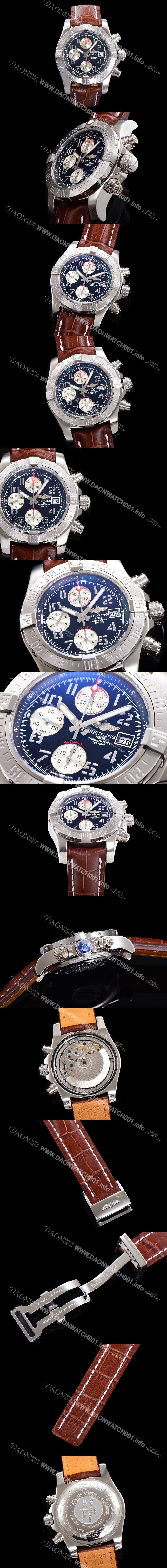 SA급 브라이틀링 남성용 어벤져 크로노그래프 ETA 7750-2 타입 45mm 가죽줄 블랙다이얼 bre8946 xx