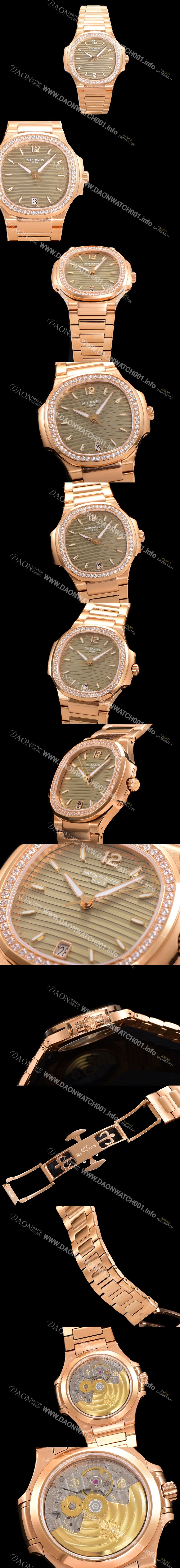 SA급 파텍필립 여성용 노틸러스 7118 레이디스 오토매틱 Cal.324 S C타입 35.2mm 다이아셋팅 18K로즈골드 그레이다이얼 pat6484 xx