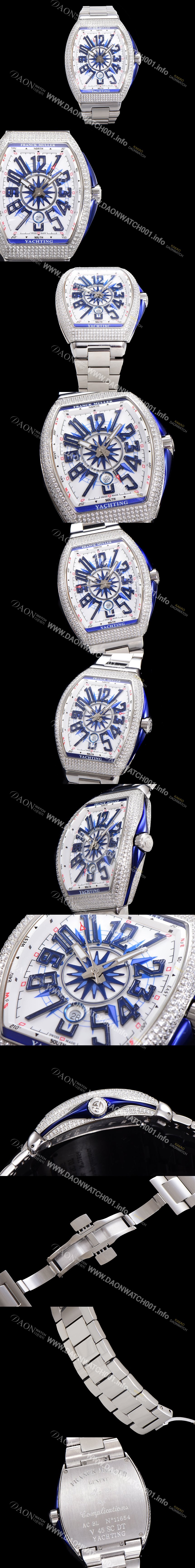 SA급 프랭크뮬러 남성용 1:1수제공정 풀 다이아셋팅 뱅가드 오토매틱 ETA2824 타입 45mm 메탈줄 화이트다이얼 fra8028 xx