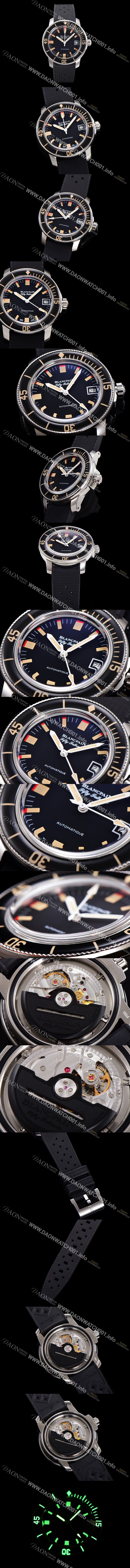 SA급 블랑팡 남성용 1:1수제공정형 피프티패덤스 오토매틱 ETA2836-2 타입 45mm 우레탄줄 세라믹 블랙다이얼  bla80792 xx