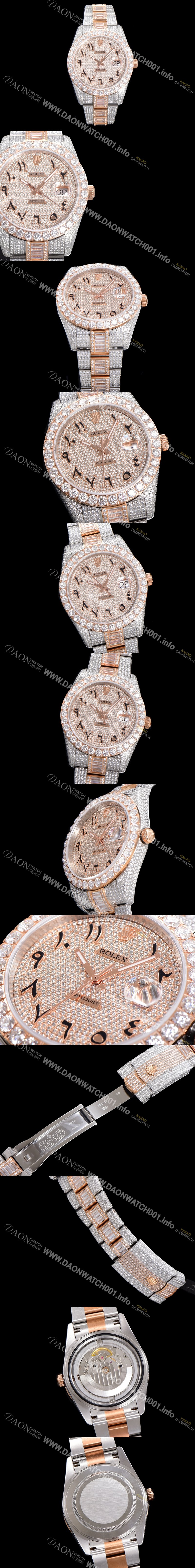 SA급 로렉스 남성용 수제공정형 다이아 18K 로즈골드 튜닝 데이져스트 오토매틱 ETA 2824-2 남성용시계 41mm 보석다이얼 rol23294 xx