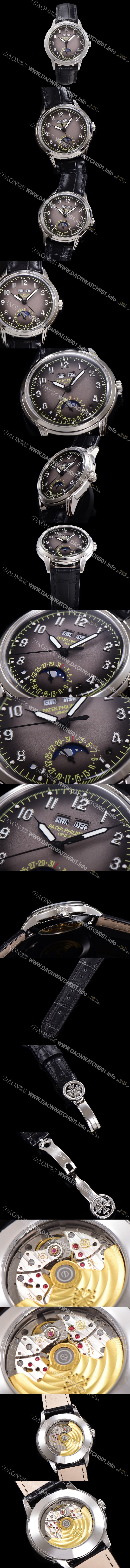 SA급 파텍필립 남성용 퍼페추얼 캘린더 오토매틱 PP Cal.324 타입 40mm 가죽줄 문페이즈 그레이다이얼 pat20748 xx