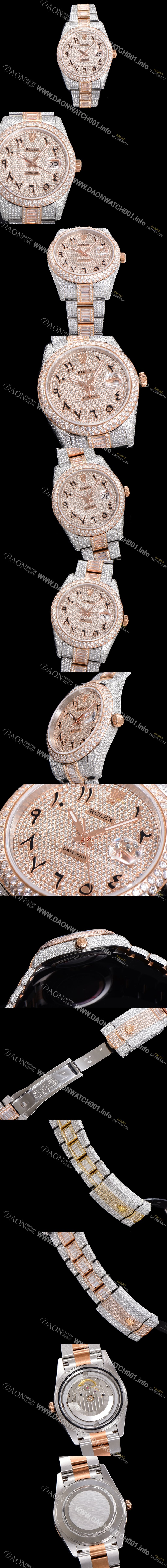 SA급 로렉스 남성용 수제공정형 다이아 18K 로즈골드 튜닝 데이져스트 오토매틱 ETA 2824-2 41mm 보석다이얼 rol96226 xx