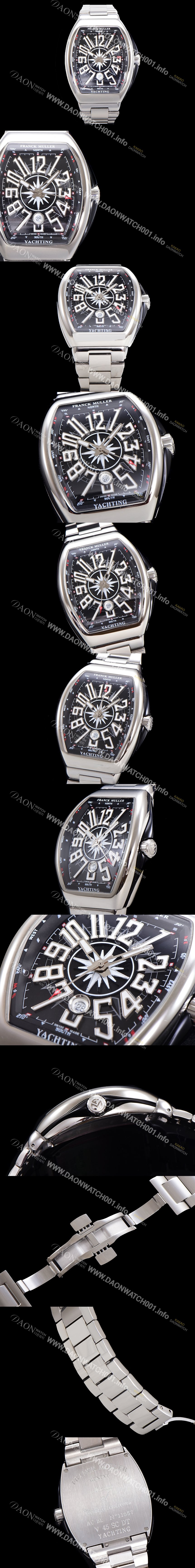 SA급 프랭크뮬러 남성용 뱅가드 오토매틱 ETA2824 타입 45mm 메탈줄 블랙다이얼 fra4469 xx